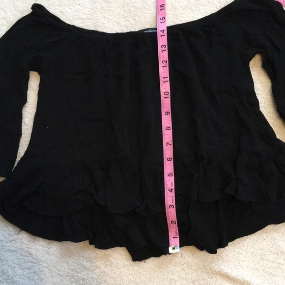Ambiance black flounce off-the-shoulder crop top - Picture 3 of 3